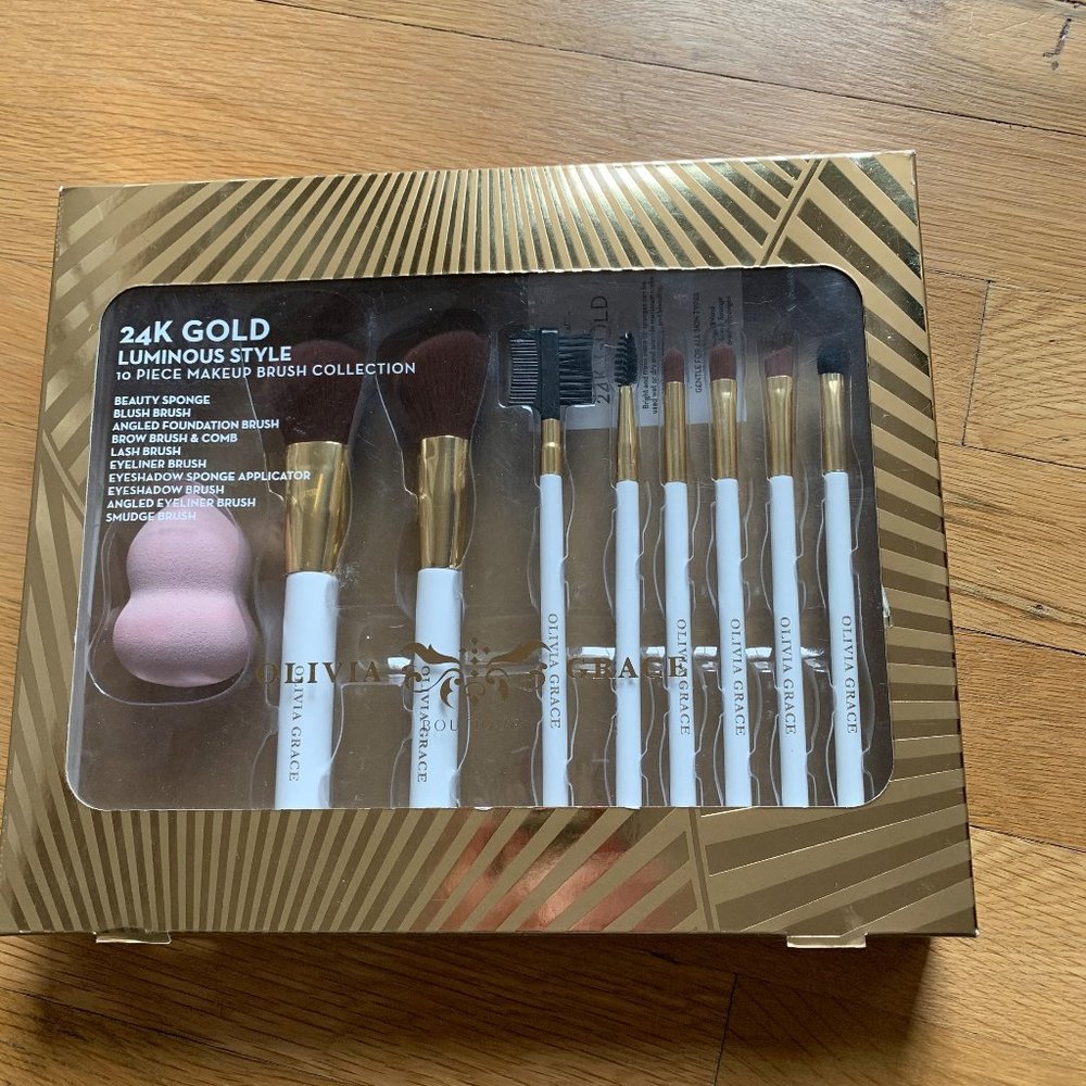 OLIVIA GRACE 24K Luminous Style Makeup Brush Set